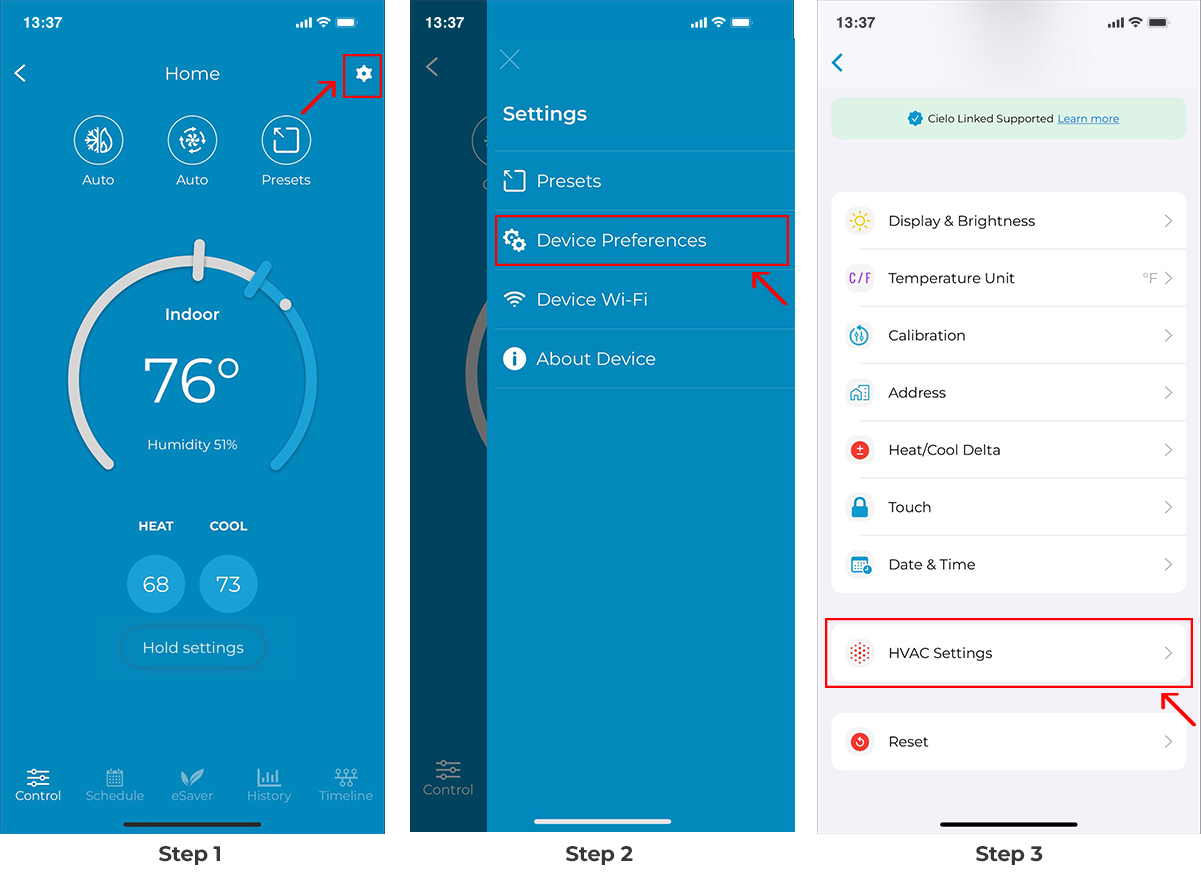 How to adjust temperature difference between the heating/cooling