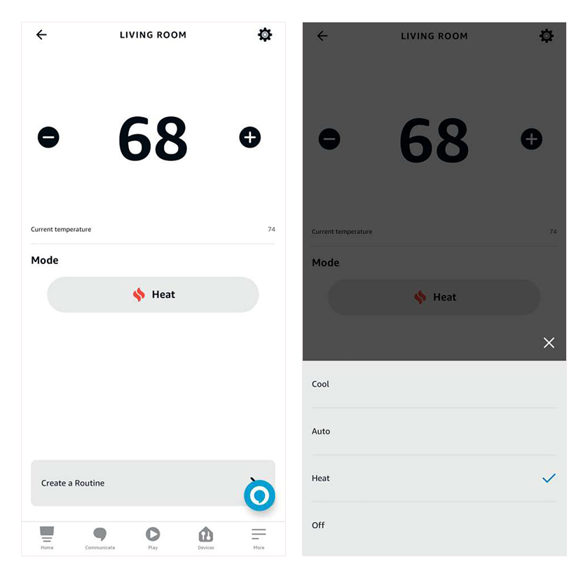 Alexa app control interface