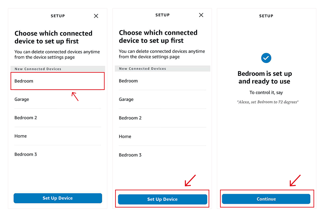 Device selection screen